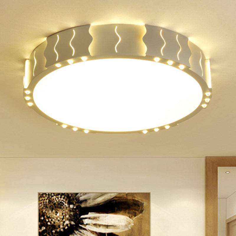 White Square/Round Flush Ceiling Light Modern Acrylic LED Living Room Ceiling Mounted Light in Warm/White Lighting White White Round Clearhalo 'Ceiling Lights' 'Close To Ceiling Lights' 'Close to ceiling' 'Flush mount' Lighting' 202879