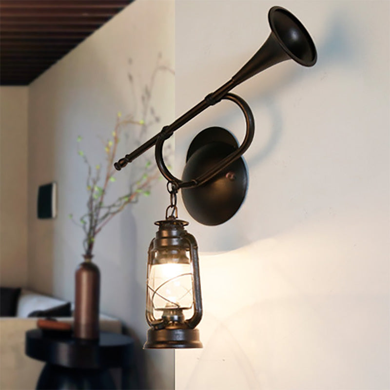 1 Light Kerosene Wall Lamp Industrial Bronze Metal Sconce Light Fixture for Indoor with Trumpet Bronze Clearhalo 'Art deco wall lights' 'Cast Iron' 'Glass' 'Industrial wall lights' 'Industrial' 'Middle century wall lights' 'Modern' 'Rustic wall lights' 'Tiffany' 'Traditional wall lights' 'Wall Lamps & Sconces' 'Wall Lights' Lighting' 203037