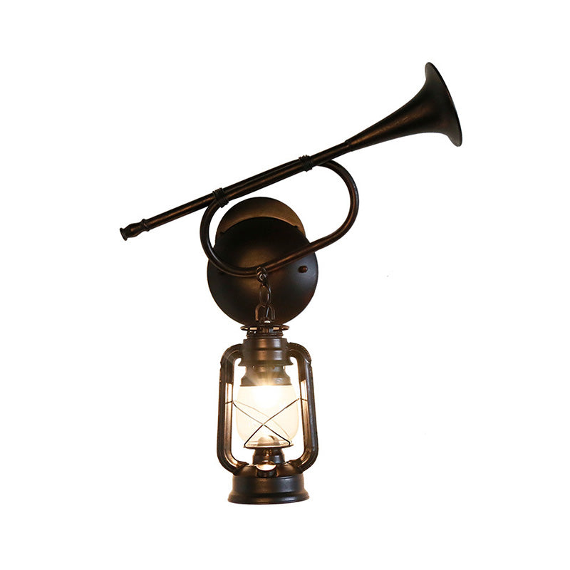 1 Light Kerosene Wall Lamp Industrial Bronze Metal Sconce Light Fixture for Indoor with Trumpet Clearhalo 'Art deco wall lights' 'Cast Iron' 'Glass' 'Industrial wall lights' 'Industrial' 'Middle century wall lights' 'Modern' 'Rustic wall lights' 'Tiffany' 'Traditional wall lights' 'Wall Lamps & Sconces' 'Wall Lights' Lighting' 203039