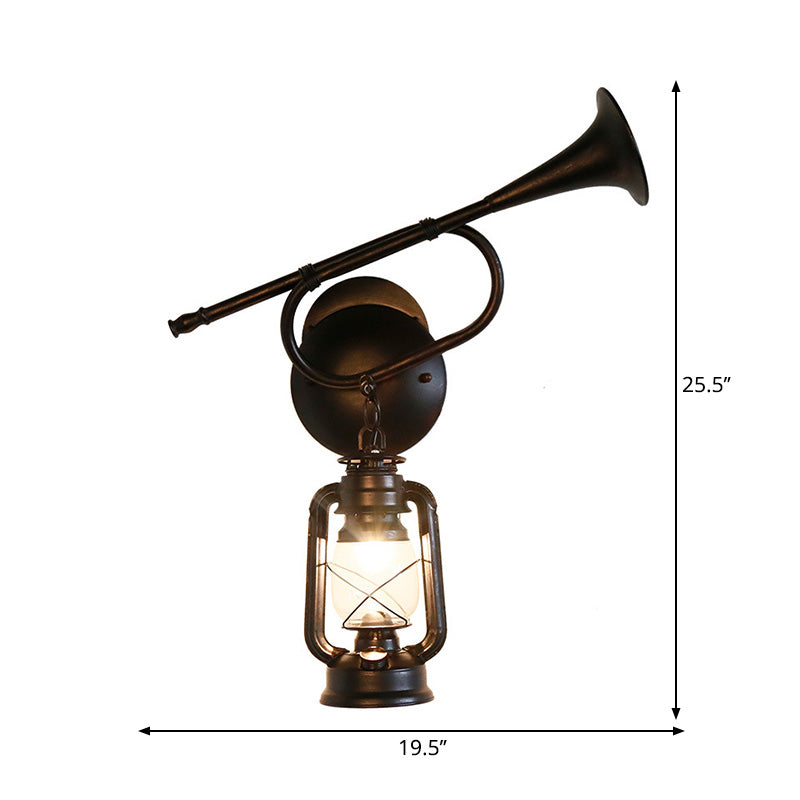 1 Light Kerosene Wall Lamp Industrial Bronze Metal Sconce Light Fixture for Indoor with Trumpet Clearhalo 'Art deco wall lights' 'Cast Iron' 'Glass' 'Industrial wall lights' 'Industrial' 'Middle century wall lights' 'Modern' 'Rustic wall lights' 'Tiffany' 'Traditional wall lights' 'Wall Lamps & Sconces' 'Wall Lights' Lighting' 203040