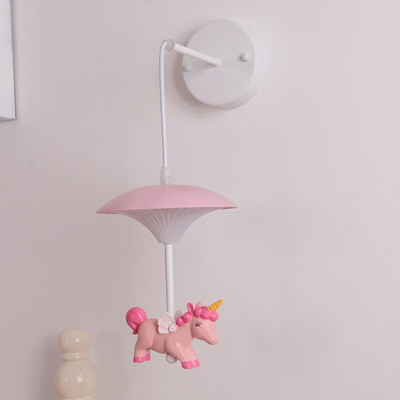 Mushroom Shade Wall Light Kid Acrylic LED White Wall Mounted Light Fixture with Cartoon Decoration Clearhalo 'Wall Lamps & Sconces' 'Wall Lights' Lighting' 2030839