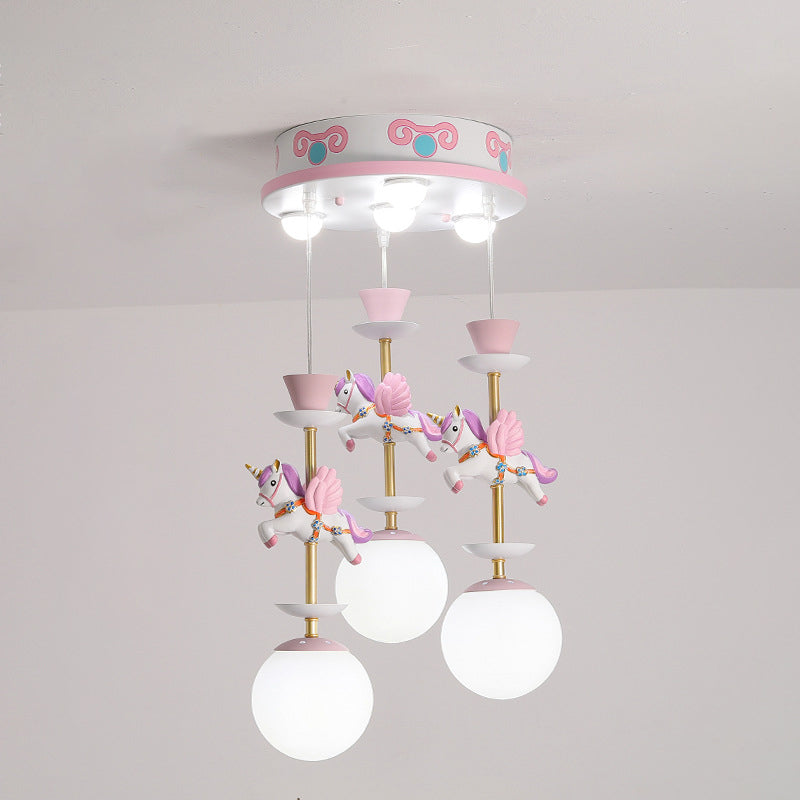 Pink Unicorn Multiple Pendant Light Fixture Kid Resin Hanging Ceiling Light for Nursery Clearhalo 'Ceiling Lights' 'Pendant Lights' 'Pendants' Lighting' 2030910