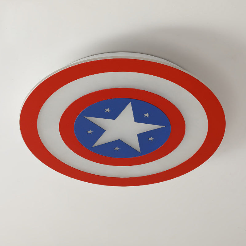 Metal Captain Shield Flush Mount Lamp Kid LED Red and Blue Flush Ceiling Light Fixture Clearhalo 'Ceiling Lights' 'Close To Ceiling Lights' 'Close to ceiling' 'Flush mount' Lighting' 2030994