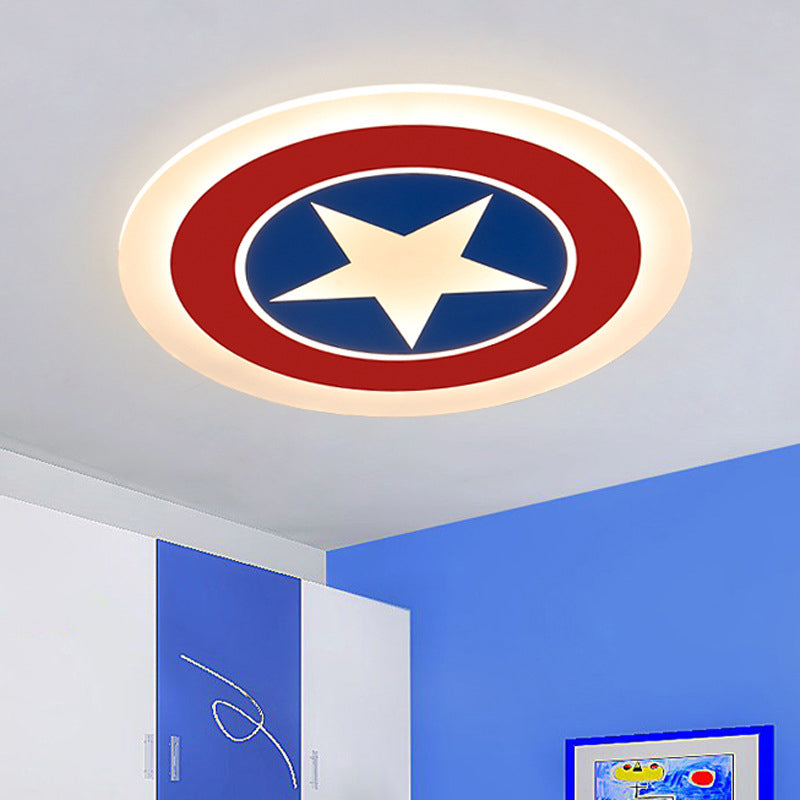 Captain Shield Flush Mount Cartoon Metal LED White Flushmount Lighting for Bedroom White Clearhalo 'Ceiling Lights' 'Close To Ceiling Lights' 'Close to ceiling' 'Flush mount' Lighting' 2030995