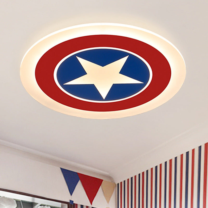 Captain Shield Flush Mount Cartoon Metal LED White Flushmount Lighting for Bedroom Clearhalo 'Ceiling Lights' 'Close To Ceiling Lights' 'Close to ceiling' 'Flush mount' Lighting' 2030997