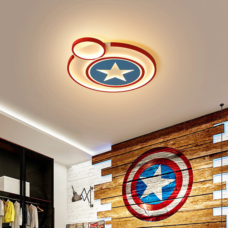 Captain Shield Nursery Flush Mount Fixture Metal LED Creative Flush Light in White Clearhalo 'Ceiling Lights' 'Close To Ceiling Lights' 'Close to ceiling' 'Flush mount' Lighting' 2031001