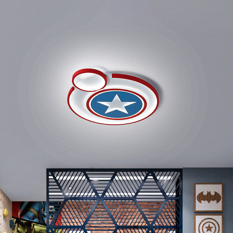 Captain Shield Nursery Flush Mount Fixture Metal LED Creative Flush Light in White Clearhalo 'Ceiling Lights' 'Close To Ceiling Lights' 'Close to ceiling' 'Flush mount' Lighting' 2031002