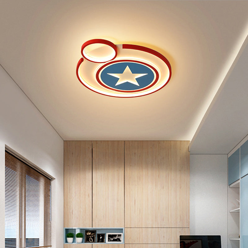 Captain Shield Nursery Flush Mount Fixture Metal LED Creative Flush Light in White Clearhalo 'Ceiling Lights' 'Close To Ceiling Lights' 'Close to ceiling' 'Flush mount' Lighting' 2031003