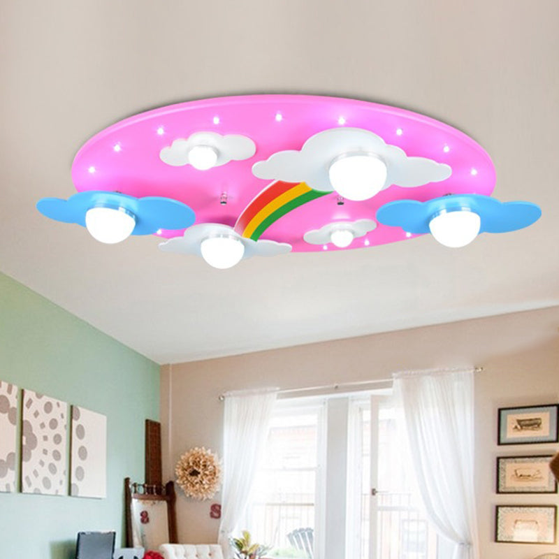 Cloud Flush Ceiling Light Fixture Creative Wood LED Pink Flush Mount Lamp for Child Room Clearhalo 'Ceiling Lights' 'Close To Ceiling Lights' 'Close to ceiling' 'Flush mount' Lighting' 2031022