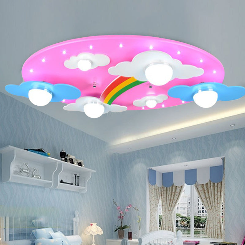 Cloud Flush Ceiling Light Fixture Creative Wood LED Pink Flush Mount Lamp for Child Room Clearhalo 'Ceiling Lights' 'Close To Ceiling Lights' 'Close to ceiling' 'Flush mount' Lighting' 2031023