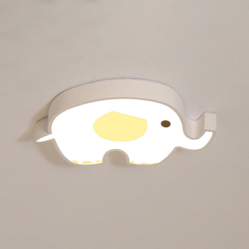 Animal Flush Mount Lamp Kid Metal LED Nursery Flushmount Ceiling Fixture in White Clearhalo 'Ceiling Lights' 'Close To Ceiling Lights' 'Close to ceiling' 'Flush mount' Lighting' 2031076