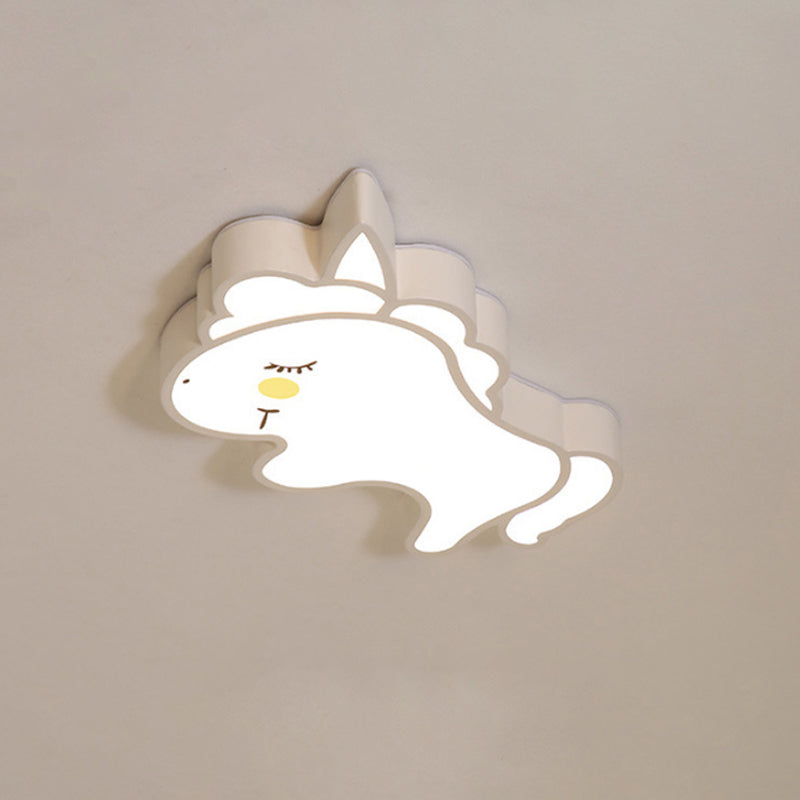 Animal Flush Mount Lamp Kid Metal LED Nursery Flushmount Ceiling Fixture in White Clearhalo 'Ceiling Lights' 'Close To Ceiling Lights' 'Close to ceiling' 'Flush mount' Lighting' 2031078