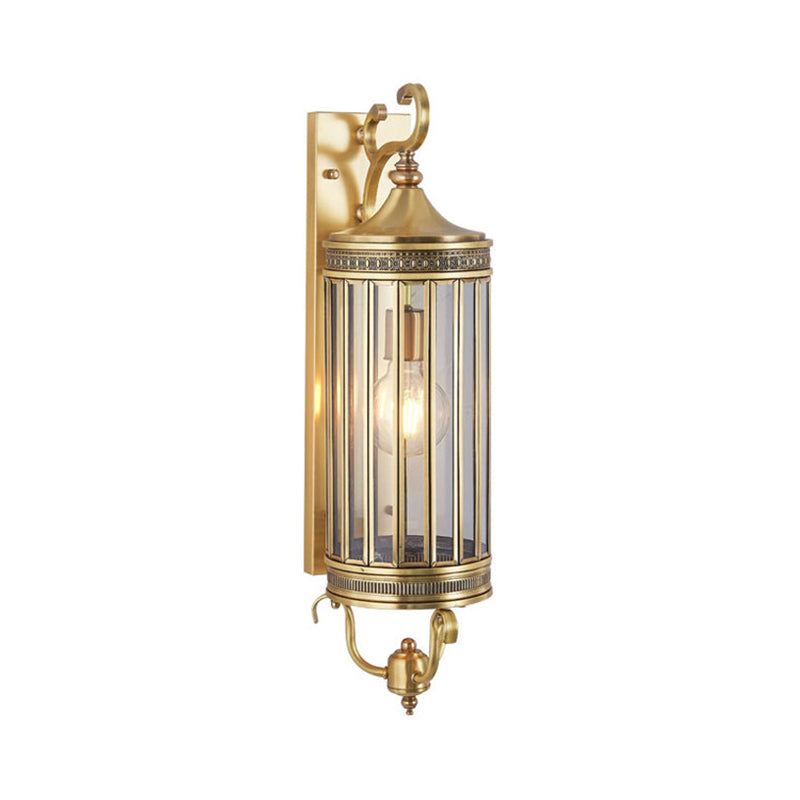 Traditionary Bird Cage Sconce Light Metal 1/3 Heads Wall Lamp Fixture in Gold for Balcony Clearhalo 'Wall Lamps & Sconces' 'Wall Lights' Lighting' 203127