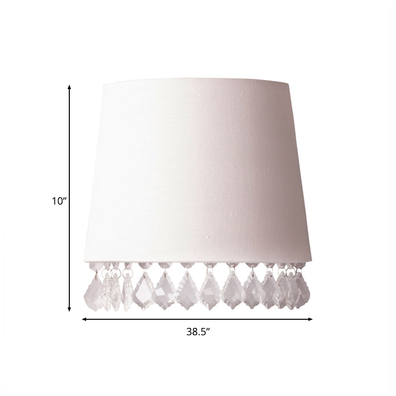 Tapered White Fabric Wall Mounted Light Traditional 1 Light Living Room Sconce Light with Crystal Drop Clearhalo 'Wall Lamps & Sconces' 'Wall Lights' Lighting' 203208