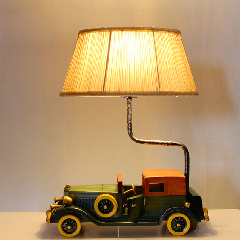 Cartoon Dark Colored Desk Light Ancient Car 1 Light Resin Desk Lamp for Boys Bedroom Yellow Clearhalo 'Lamps' 'Table Lamps' Lighting' 203485