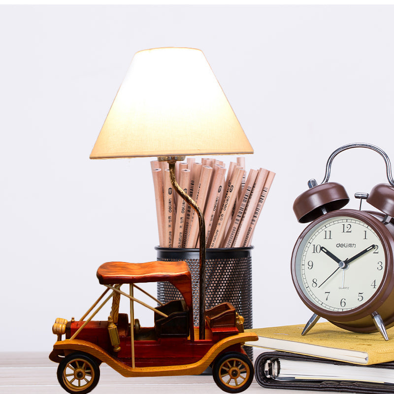 Cartoon Dark Colored Desk Light Ancient Car 1 Light Resin Desk Lamp for Boys Bedroom Clearhalo 'Lamps' 'Table Lamps' Lighting' 203496