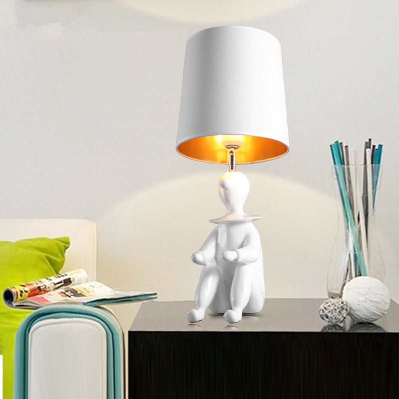 One Head Modern Desk Light Cylinder Modern Style Metal Desk Lamp with Sitting Boy for Kid Bedroom White Clearhalo 'Lamps' 'Table Lamps' Lighting' 203508