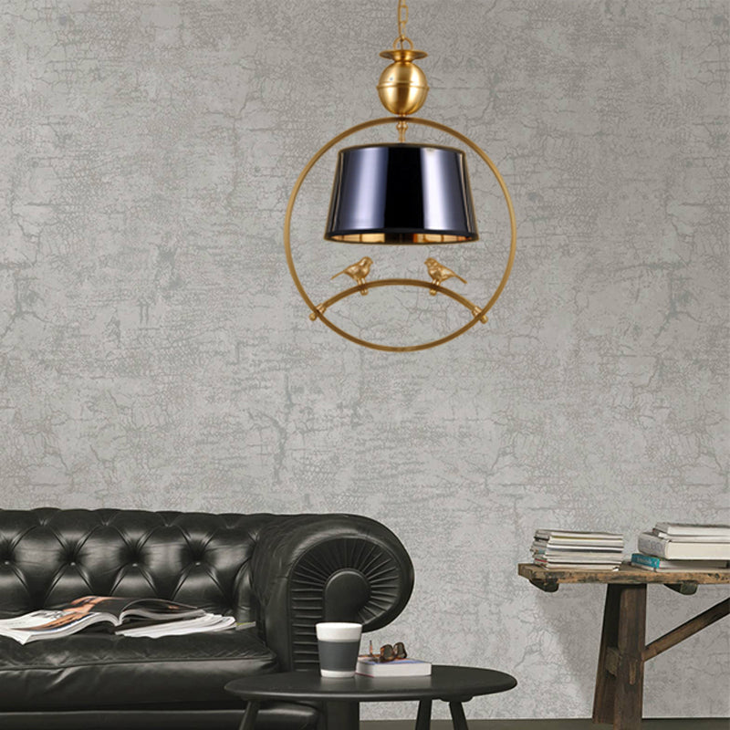 Fabric Conical Pendant Light Traditional 1 Light Living Room Hanging Ceiling Light in White/Black/Red Clearhalo 'Ceiling Lights' 'Pendant Lights' 'Pendants' Lighting' 203534