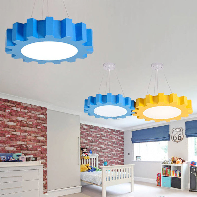 Creative Gear Pendant Light Acrylic Candy Colored LED Suspension Light for Kindergarten Clearhalo 'Ceiling Lights' 'Pendant Lights' 'Pendants' Lighting' 203597