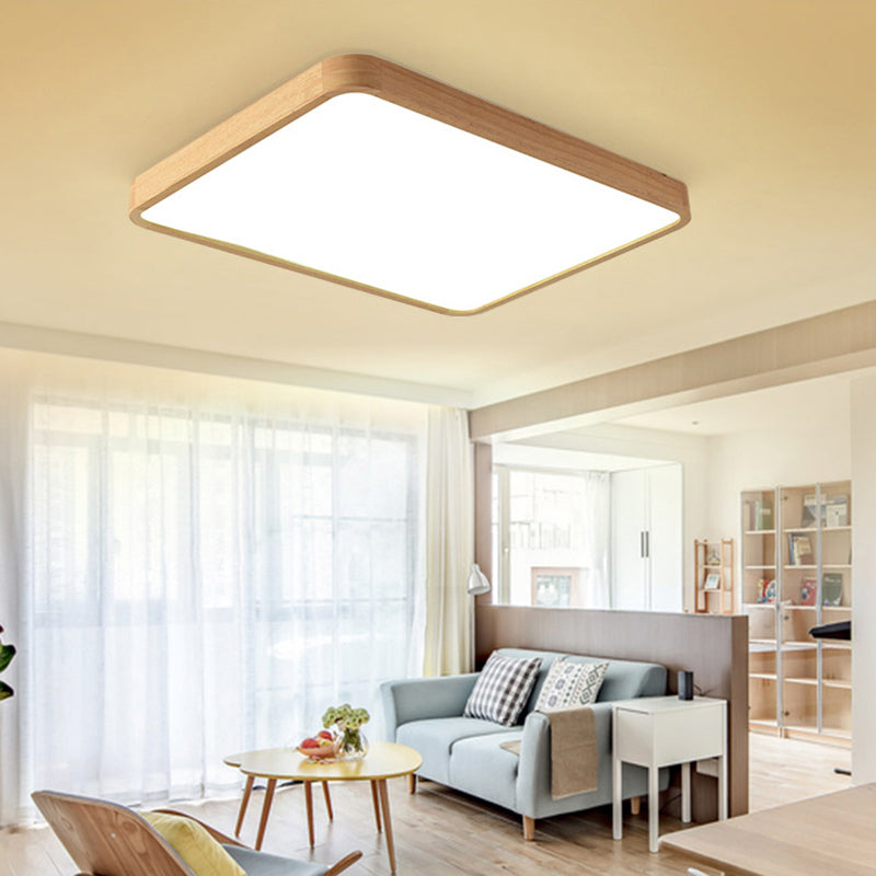 Geometrical Living Room Flush Fixture Wooden Modern Ceiling Light LED Flush Mount, Beige Clearhalo 'Ceiling Lights' 'Close To Ceiling Lights' 'Close to ceiling' 'Flush mount' Lighting' 2038425