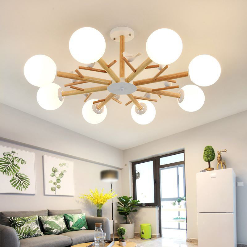 Branch Chandelier Light Modern Wooden LED Beige Hanging Ceiling Light for Living Room Clearhalo 'Carpenter Chandeliers' 'Ceiling Lights' 'Chandeliers' 'Industrial' 'Modern Chandeliers' 'Modern' Lighting' 2038666