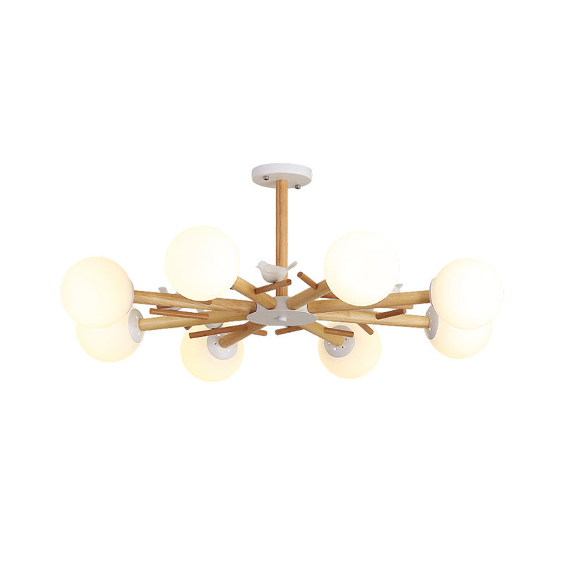 Branch Chandelier Light Modern Wooden LED Beige Hanging Ceiling Light for Living Room Clearhalo 'Carpenter Chandeliers' 'Ceiling Lights' 'Chandeliers' 'Industrial' 'Modern Chandeliers' 'Modern' Lighting' 2038667