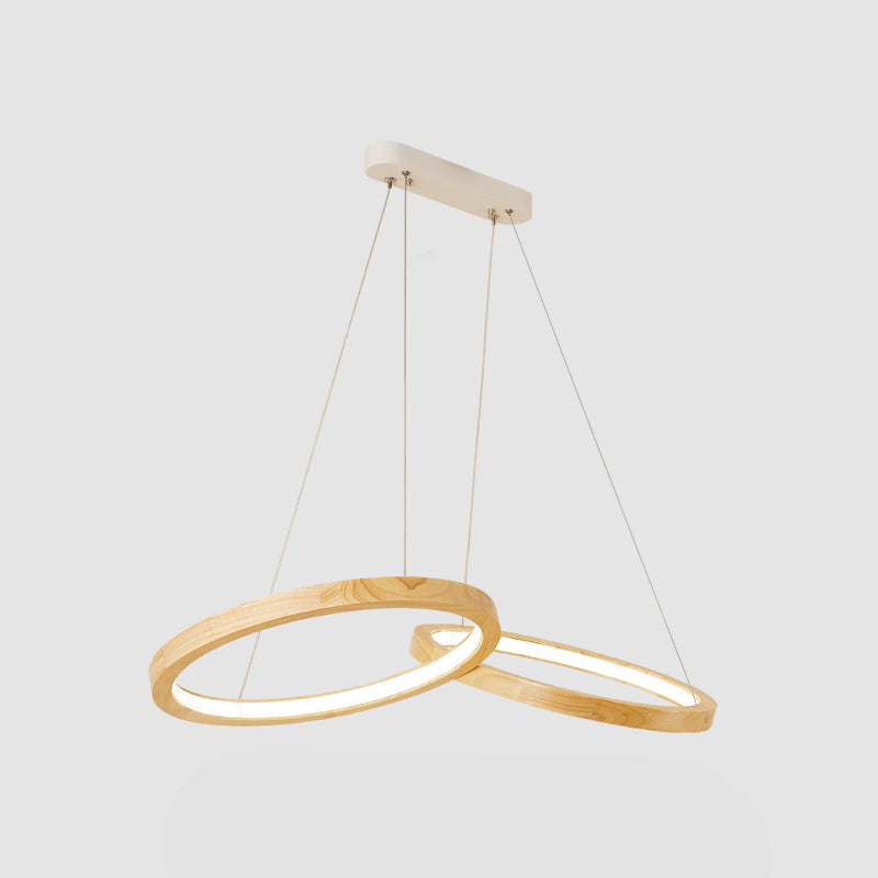 Ring Shaped Wooden Chandelier Light Modern LED Beige Hanging Ceiling Light for Dining Room Clearhalo 'Carpenter Chandeliers' 'Ceiling Lights' 'Chandeliers' 'Industrial' 'Modern Chandeliers' 'Modern' Lighting' 2038710