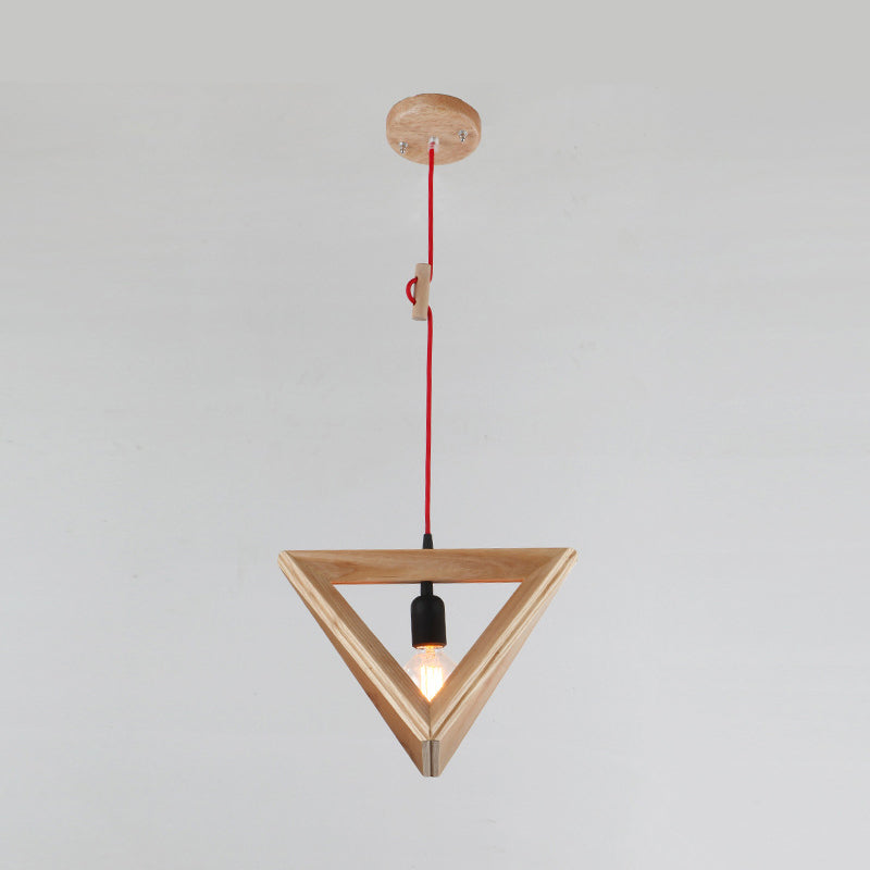 Geometric Shade Dining Room Hanging Lamp Wooden 1��Head Contemporary Pendant Ceiling Light Clearhalo 'Ceiling Lights' 'Modern Pendants' 'Modern' 'Pendant Lights' 'Pendants' Lighting' 2038750