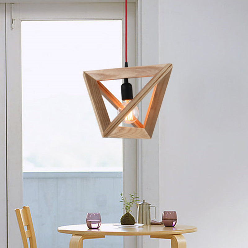 Geometric Shade Dining Room Hanging Lamp Wooden 1��Head Contemporary Pendant Ceiling Light Clearhalo 'Ceiling Lights' 'Modern Pendants' 'Modern' 'Pendant Lights' 'Pendants' Lighting' 2038751