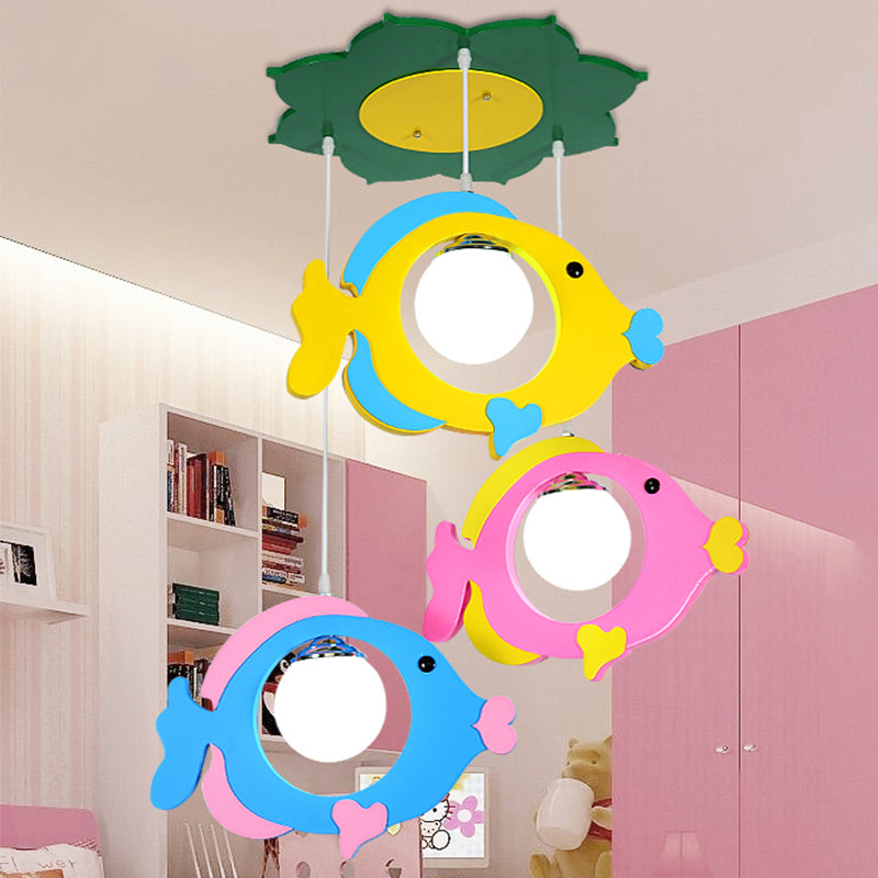 Multi-Color Fish Pendant Light 3 Lights Kids Metal Ceiling Pendant for Cloth Shop Clearhalo 'Ceiling Lights' 'Pendant Lights' 'Pendants' Lighting' 203889