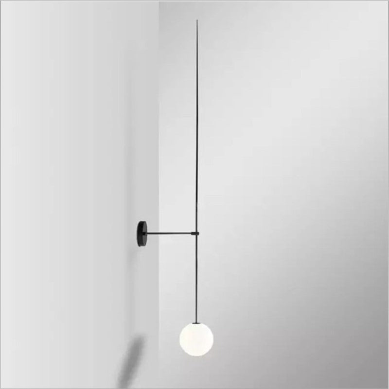 Orb Corridor Wall Light Fixture Milky Glass 1-Light Simple Wall Lamp Sconce with Pencil Arm Black Clearhalo 'Cast Iron' 'Glass' 'Industrial' 'Modern wall lights' 'Modern' 'Tiffany' 'Traditional wall lights' 'Wall Lamps & Sconces' 'Wall Lights' Lighting' 2038890