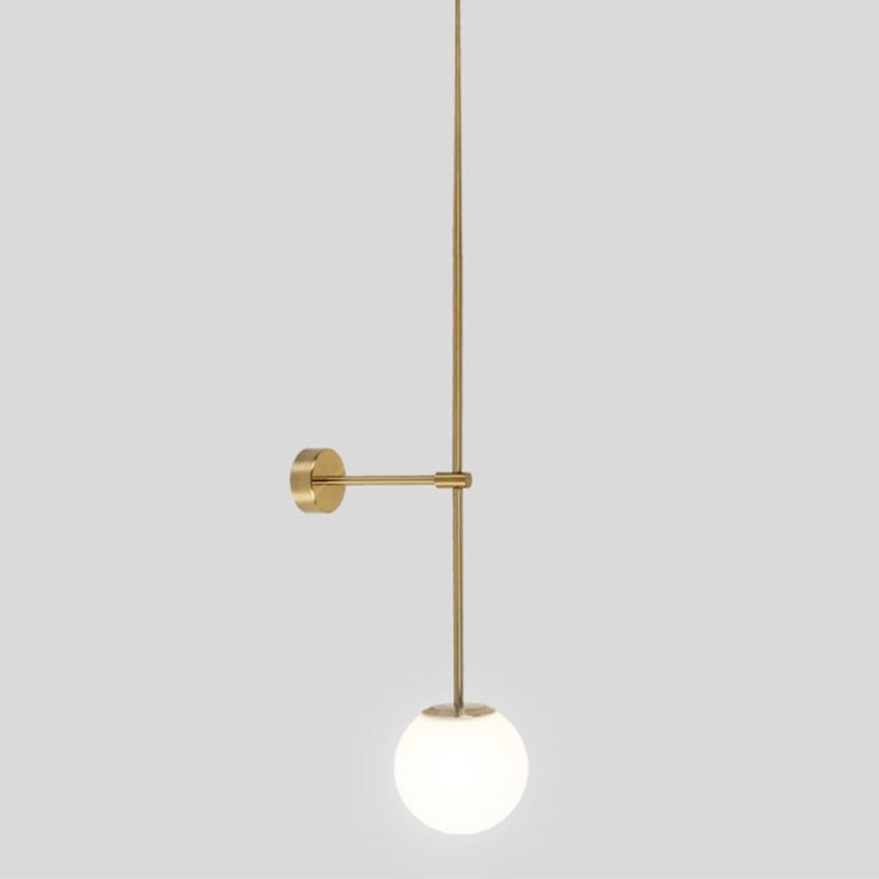 Orb Corridor Wall Light Fixture Milky Glass 1-Light Simple Wall Lamp Sconce with Pencil Arm Gold Clearhalo 'Cast Iron' 'Glass' 'Industrial' 'Modern wall lights' 'Modern' 'Tiffany' 'Traditional wall lights' 'Wall Lamps & Sconces' 'Wall Lights' Lighting' 2038893