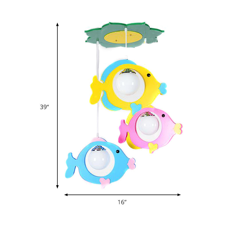 Multi-Color Fish Pendant Light 3 Lights Kids Metal Ceiling Pendant for Cloth Shop Clearhalo 'Ceiling Lights' 'Pendant Lights' 'Pendants' Lighting' 203891