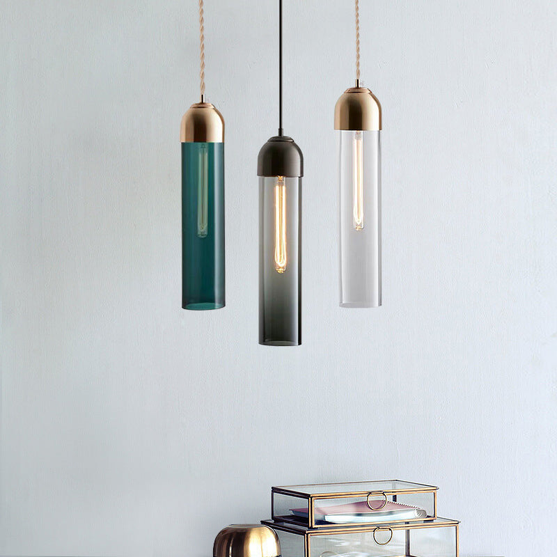 Modernity Tubular Hanging Pendant Light Glass 1-Light Dining Room Suspension Lamp Clearhalo 'Ceiling Lights' 'Glass shade' 'Glass' 'Modern Pendants' 'Modern' 'Pendant Lights' 'Pendants' Lighting' 2039023