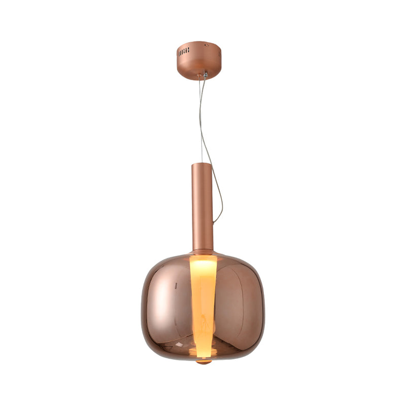 Glass Slender Neck Bottle Suspension Lamp Minimalist 1 Head Pendant Light Kit Rose Gold Clearhalo 'Ceiling Lights' 'Glass shade' 'Glass' 'Modern Pendants' 'Modern' 'Pendant Lights' 'Pendants' Lighting' 2039031