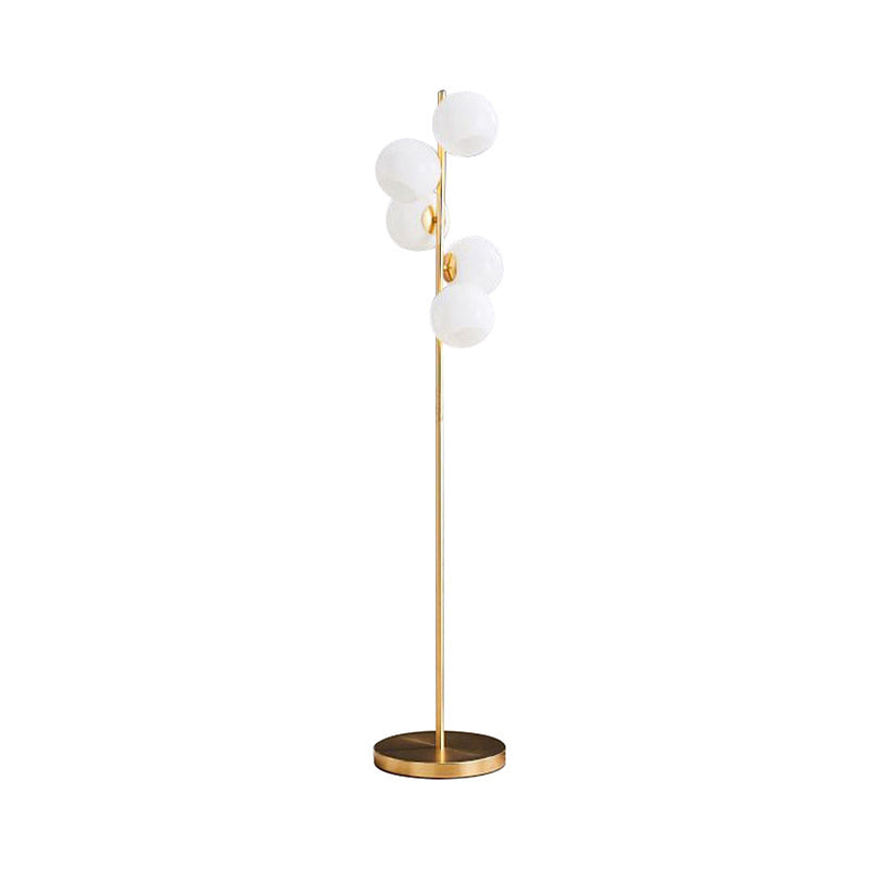 Orb Floor Standing Lamp Modernity Milky Glass 5-Light Gold Reading Floor Lighting for Living Room Clearhalo 'Floor Lamps' 'Lamps' Lighting' 2039153