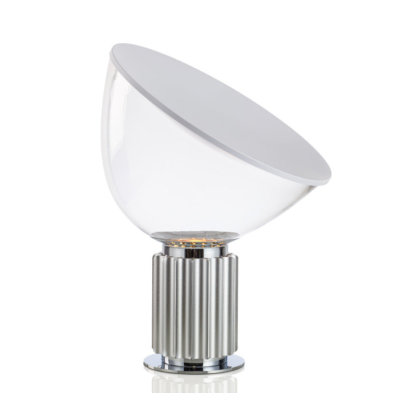 White Glass Radar Shaped Table Light Modern Style 1-Bulb Night Lighting for Bedside Silver Clearhalo 'Lamps' 'Table Lamps' Lighting' 2039190