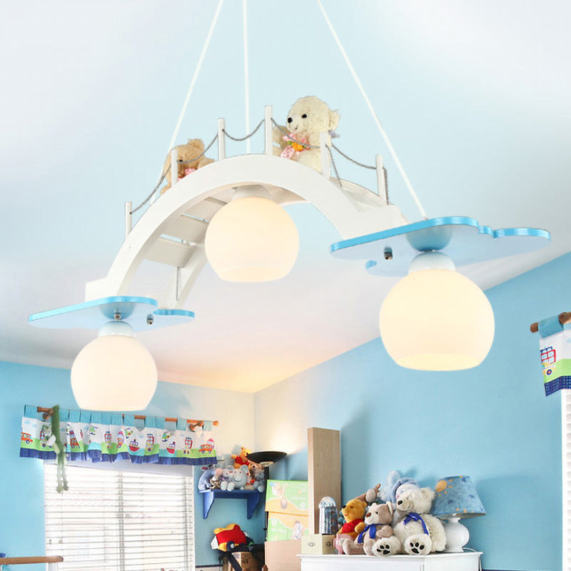 Cartoon Bridge Pendant Light with Toy Bear 3 Lights Hanging Light for Girls Bedroom Clearhalo 'Ceiling Lights' 'Pendant Lights' 'Pendants' Lighting' 203921