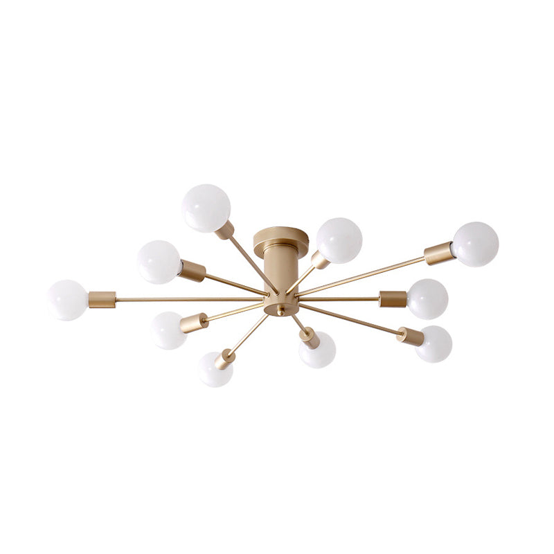 Minimal Sputnik Ceiling Mounted Light Metal Living Room Semi Flush Mount Chandelier Clearhalo 'Ceiling Lights' 'Close To Ceiling Lights' 'Close to ceiling' 'Glass shade' 'Glass' 'Semi-flushmount' Lighting' 2039264