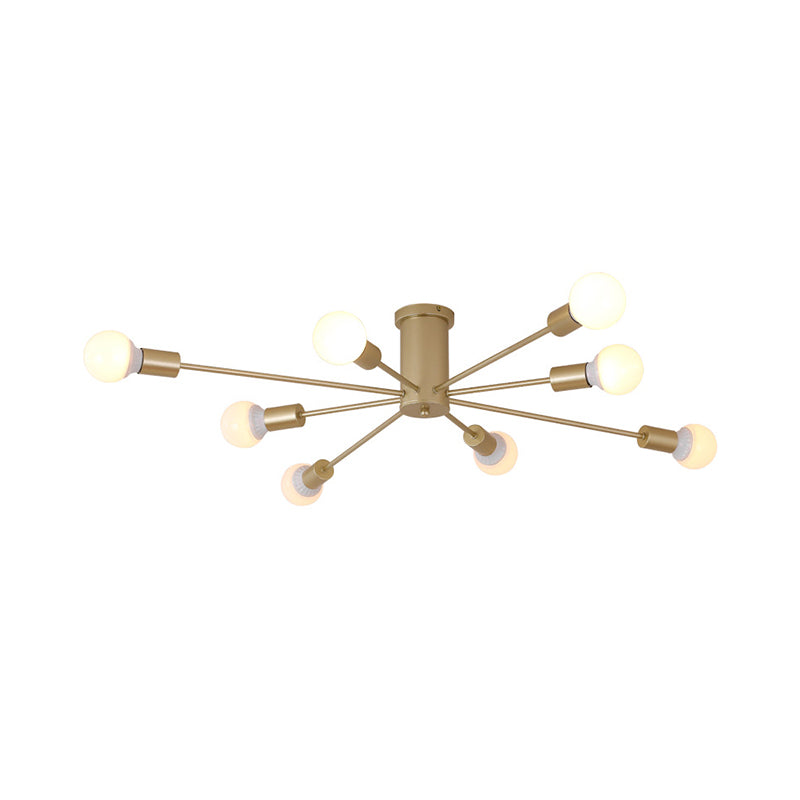 Minimal Sputnik Ceiling Mounted Light Metal Living Room Semi Flush Mount Chandelier Clearhalo 'Ceiling Lights' 'Close To Ceiling Lights' 'Close to ceiling' 'Glass shade' 'Glass' 'Semi-flushmount' Lighting' 2039268