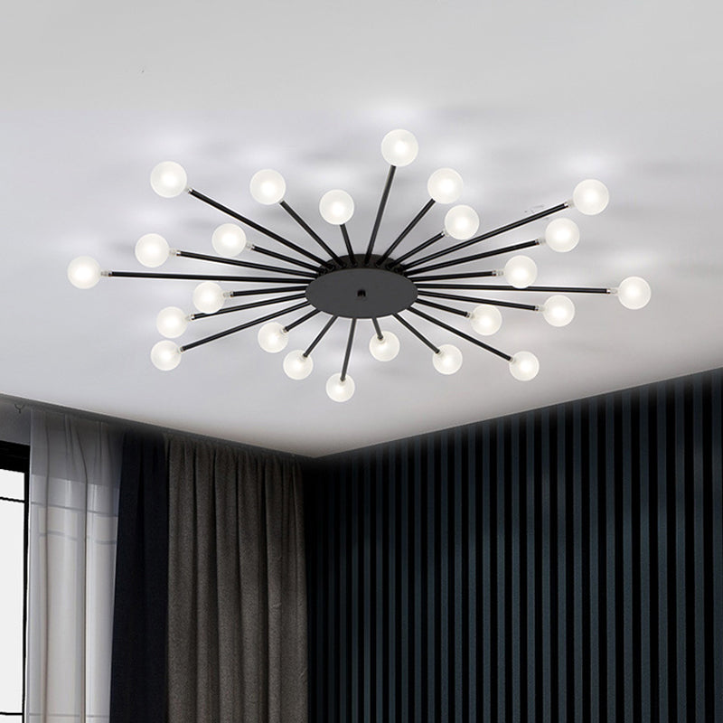 Radial Bedroom Flush Mount Fixture Metal LED Minimalistic Close to Ceiling Light 24 Black A Clearhalo 'Ceiling Lights' 'Close To Ceiling Lights' 'Close to ceiling' 'Flush mount' Lighting' 2039298