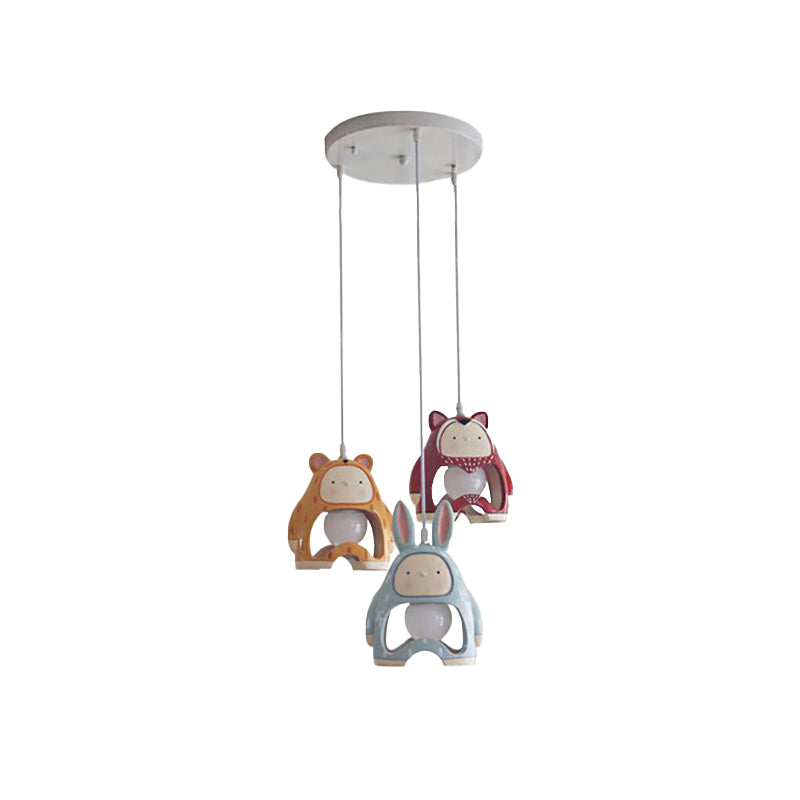 Nordic Style Animals Hanging Pendant Light 3 Lights Resin Pendant Lamp for Baby Bedroom Clearhalo 'Ceiling Lights' 'Pendant Lights' 'Pendants' Lighting' 203946