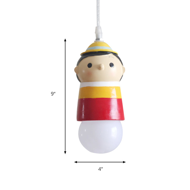 Lovely Little Girl Pendant Light 1 Bulb Resin Suspension Light for Hallway Kindergarten Clearhalo 'Ceiling Lights' 'Pendant Lights' 'Pendants' Lighting' 204005