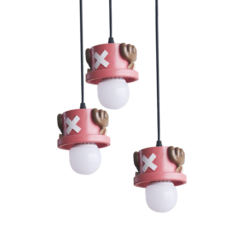 Cartoon Pirate Pendant Light Resin Single Light Red Hanging Lamp for Corridor Foyer Clearhalo 'Ceiling Lights' 'Pendant Lights' 'Pendants' Lighting' 204019