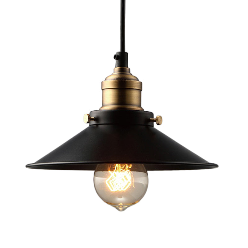 Single Bulb Metal Pendant Ceiling Light Industrial Black Cone Living Room Hanging Lamp Clearhalo 'Art Deco Pendants' 'Black' 'Cast Iron' 'Ceiling Lights' 'Ceramic' 'Crystal' 'Industrial Pendants' 'Industrial' 'Metal' 'Middle Century Pendants' 'Pendant Lights' 'Pendants' 'Rustic Pendants' 'Tiffany' Lighting' 204353