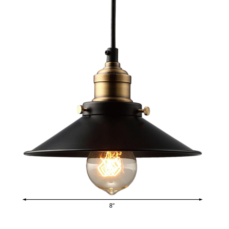 Single Bulb Metal Pendant Ceiling Light Industrial Black Cone Living Room Hanging Lamp Clearhalo 'Art Deco Pendants' 'Black' 'Cast Iron' 'Ceiling Lights' 'Ceramic' 'Crystal' 'Industrial Pendants' 'Industrial' 'Metal' 'Middle Century Pendants' 'Pendant Lights' 'Pendants' 'Rustic Pendants' 'Tiffany' Lighting' 204354