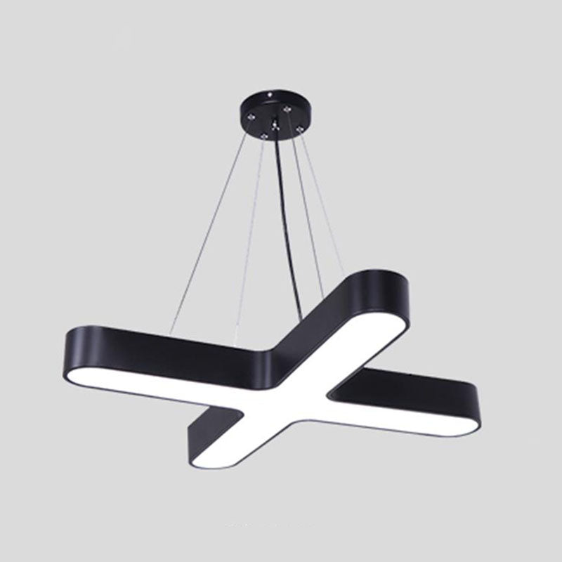 X Shaped Restaurant Pendant Light Fixture Acrylic Minimalist LED Ceiling Hang Lamp Black Large Clearhalo 'Ceiling Lights' 'Modern Pendants' 'Modern' 'Pendant Lights' 'Pendants' Lighting' 2044202