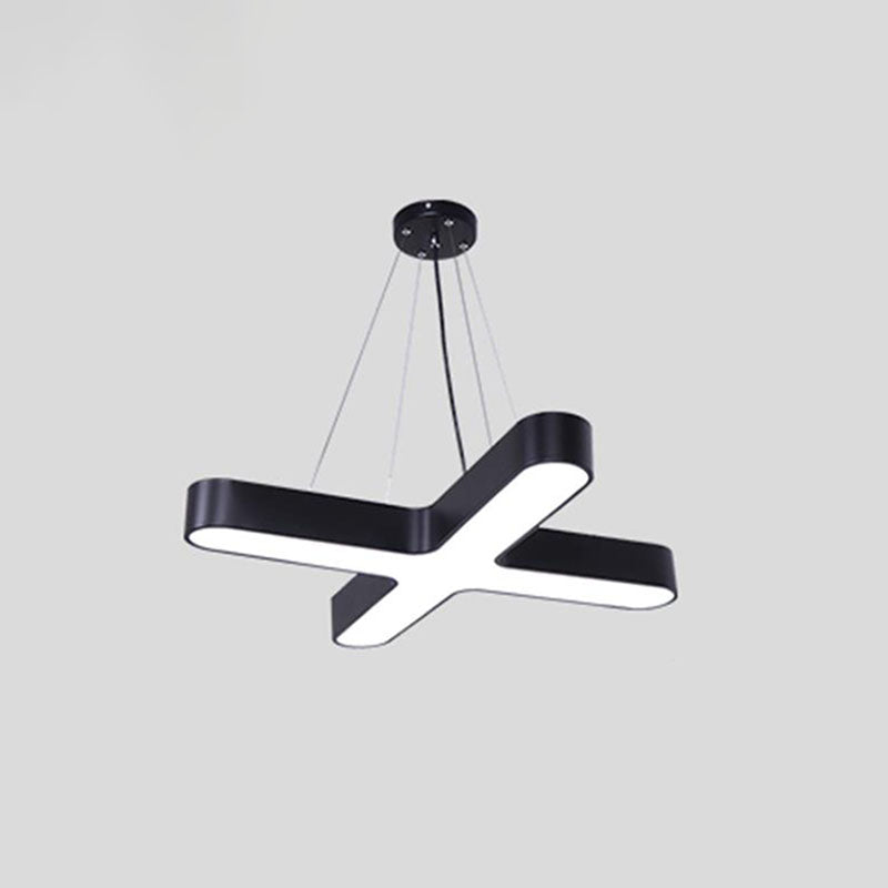 X Shaped Restaurant Pendant Light Fixture Acrylic Minimalist LED Ceiling Hang Lamp Black Small Clearhalo 'Ceiling Lights' 'Modern Pendants' 'Modern' 'Pendant Lights' 'Pendants' Lighting' 2044204