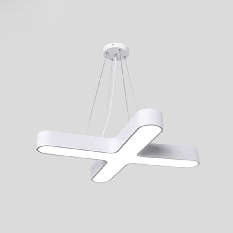 X Shaped Restaurant Pendant Light Fixture Acrylic Minimalist LED Ceiling Hang Lamp White Large Clearhalo 'Ceiling Lights' 'Modern Pendants' 'Modern' 'Pendant Lights' 'Pendants' Lighting' 2044205