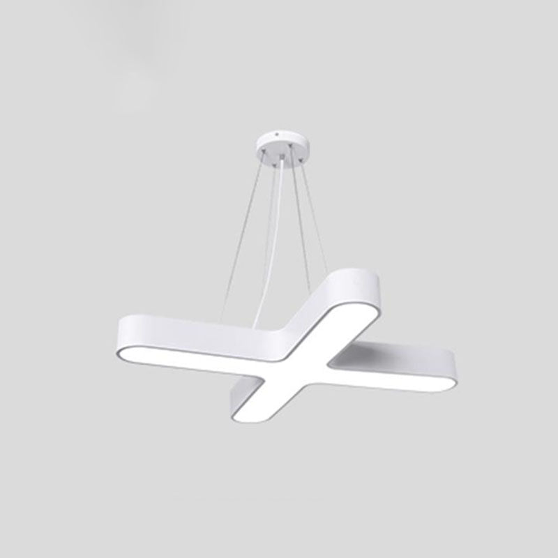 X Shaped Restaurant Pendant Light Fixture Acrylic Minimalist LED Ceiling Hang Lamp White Small Clearhalo 'Ceiling Lights' 'Modern Pendants' 'Modern' 'Pendant Lights' 'Pendants' Lighting' 2044206